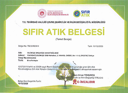 Sıfır Atık Belgesi