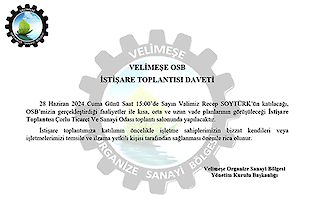 Velimeşe Osb İstişare Toplantısı Daveti