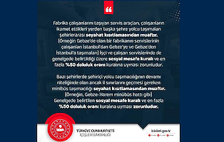 Korona Virüs Dolayısıyla Şehirlerarası Otobüs Yolcu Taşımacılığı Genelgesi