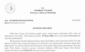 2024 Yılı Yıllık Işletme Cetveli
