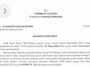 2024 Yılı Yıllık Işletme Cetveli